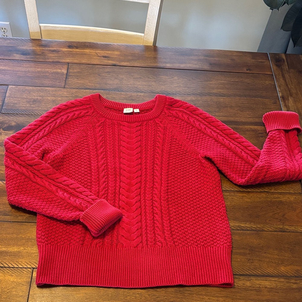 GAP Vibrant Red Cable Knit Sweater